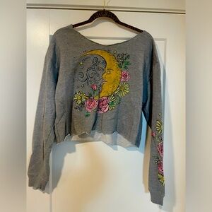 Raw cut super comfy cropped gray sweatshirt